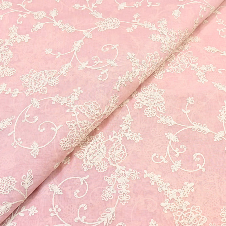 Dyed Mul Chanderi Thread Embroidery Fabric– Lightweight Elegant Summer Designer Fabric GP4212-3