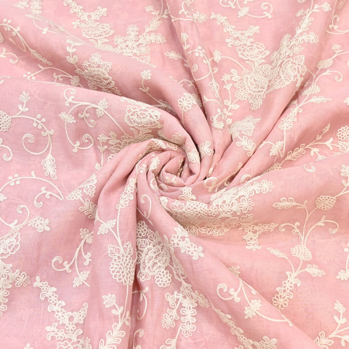 Dyed Mul Chanderi Thread Embroidery Fabric– Lightweight Elegant Summer Designer Fabric GP4212-3