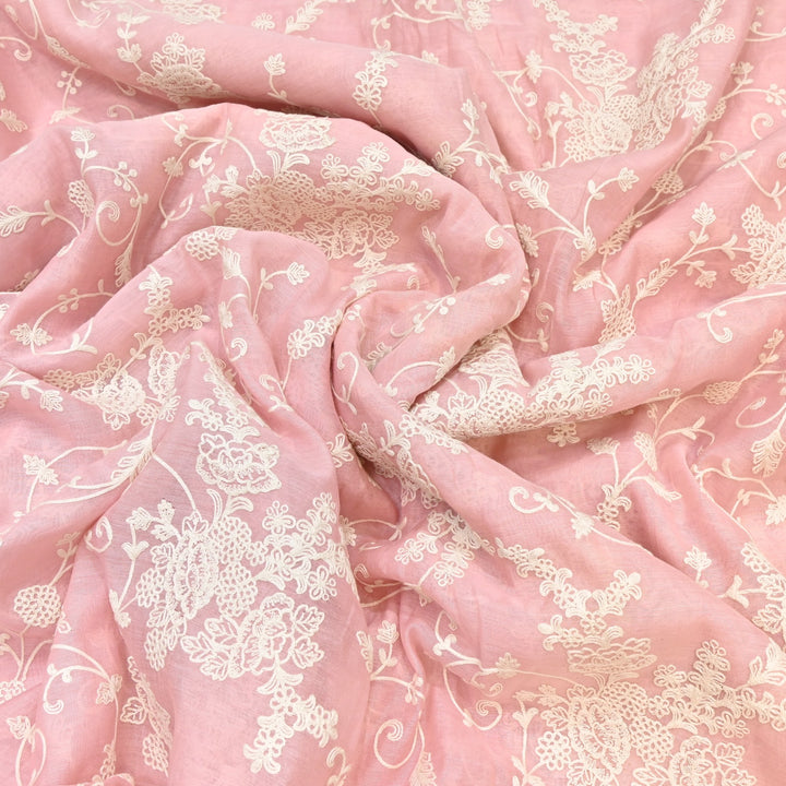 Dyed Mul Chanderi Thread Embroidery Fabric– Lightweight Elegant Summer Designer Fabric GP4212-3