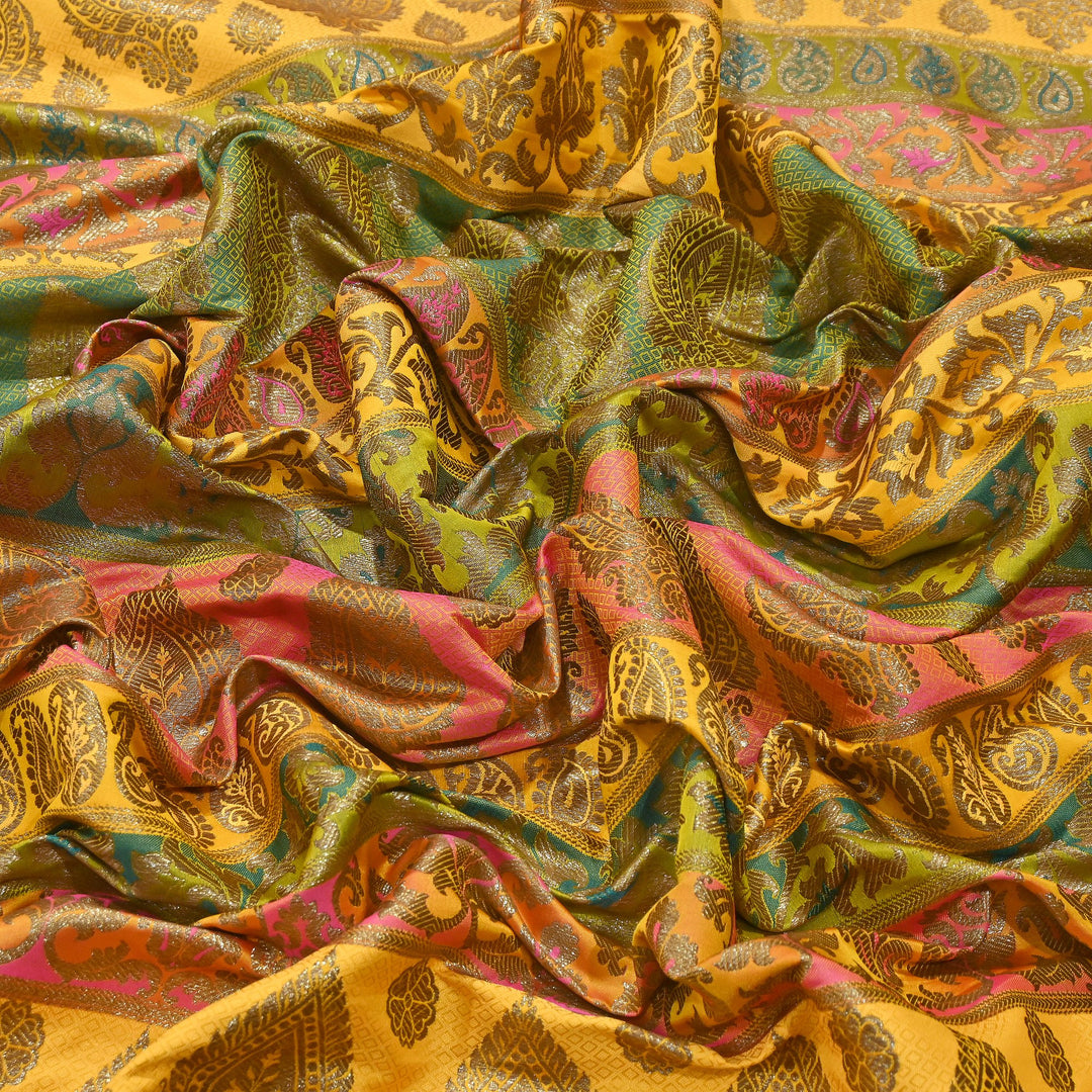Multi Pallu Brocade Fabric – Premium Traditional Designer Brocade Fabric | 001020-7