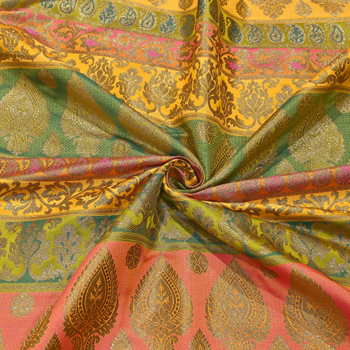 Multi Pallu Brocade Fabric – Premium Traditional Designer Brocade Fabric | 001020-7