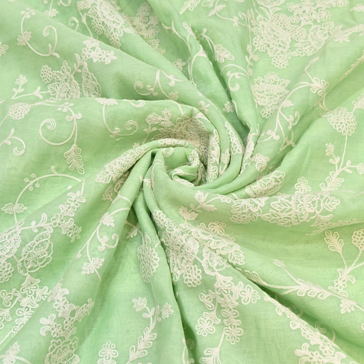 Dyed Mul Chanderi Thread Embroidery Fabric– Lightweight Elegant Summer Designer Fabric GP4212-5