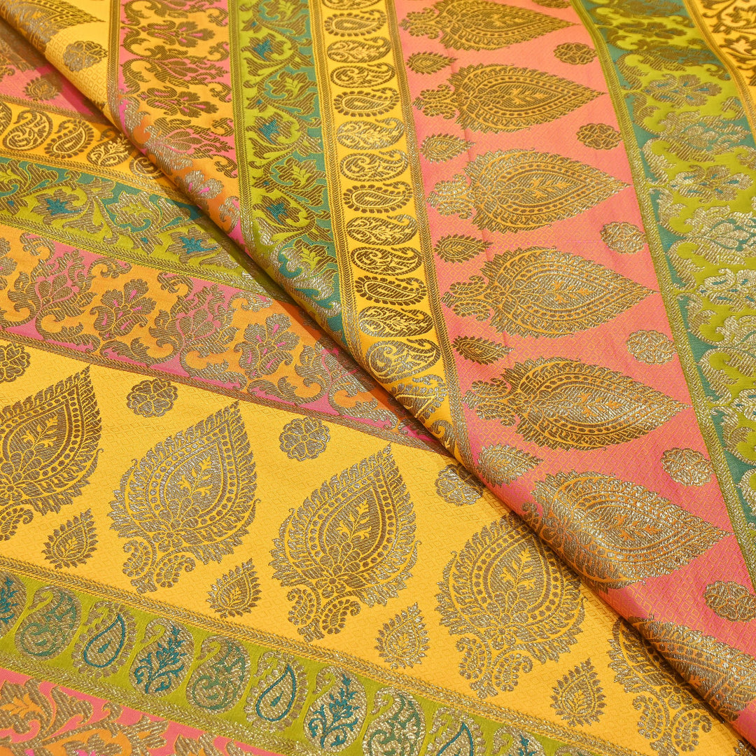 Multi Pallu Brocade Fabric – Premium Traditional Designer Brocade Fabric | 001020-7