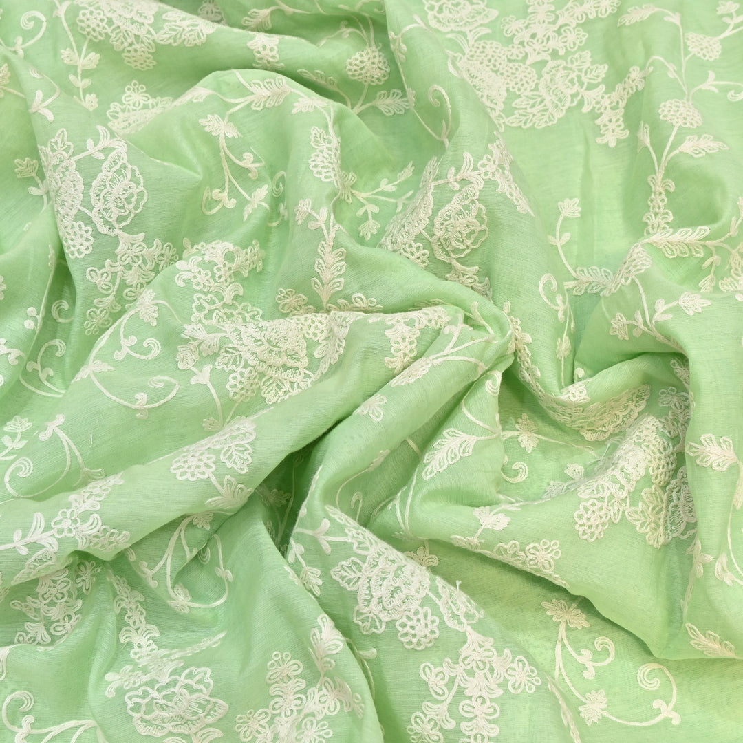 Dyed Mul Chanderi Thread Embroidery Fabric– Lightweight Elegant Summer Designer Fabric GP4212-5