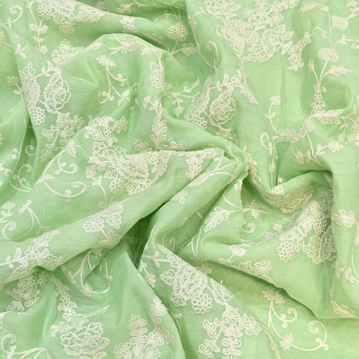 Dyed Mul Chanderi Thread Embroidery Fabric– Lightweight Elegant Summer Designer Fabric GP4212-5