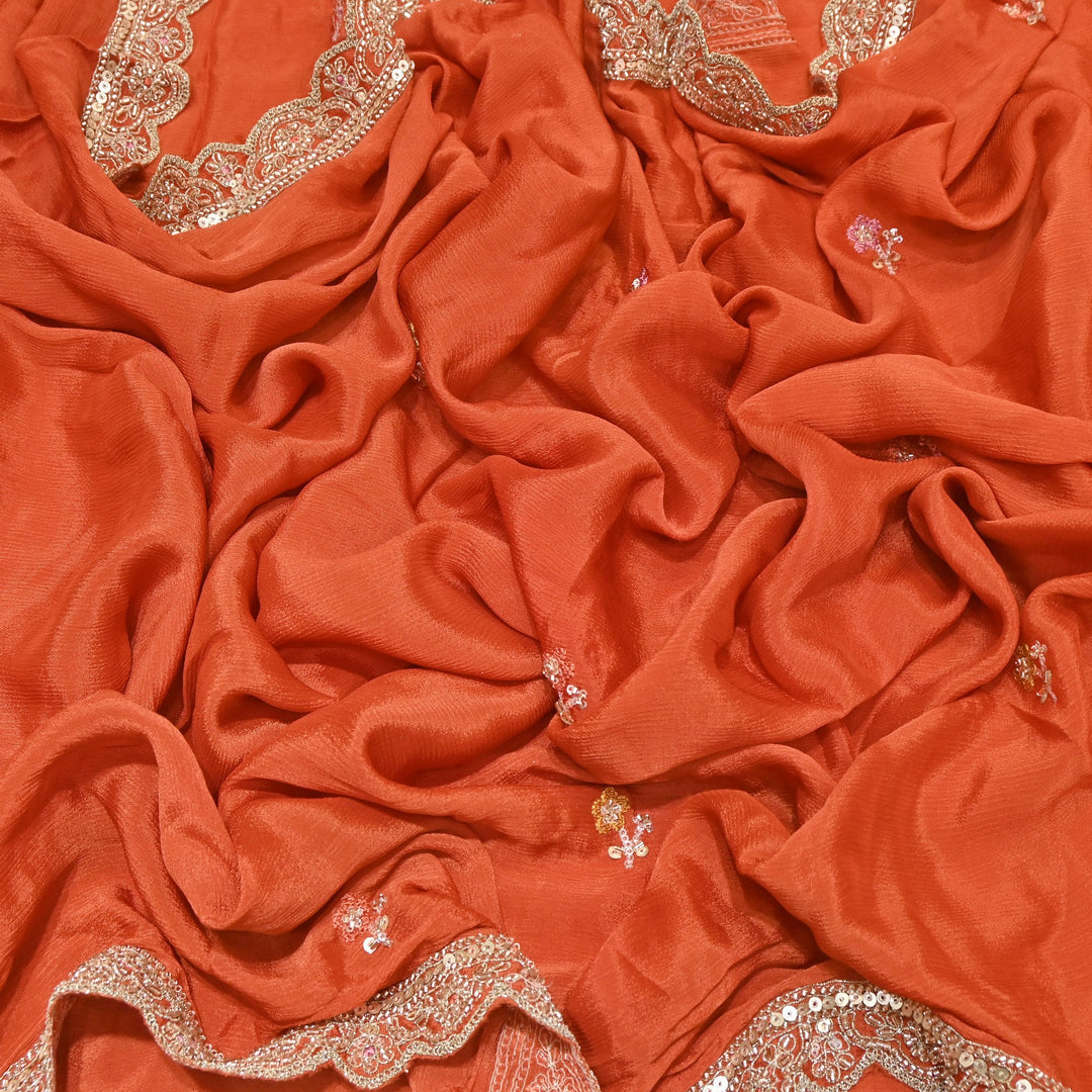 Premium Chinon Zari, Moti & Sequin Embroidery Dupatta Fabric | V02714C-04