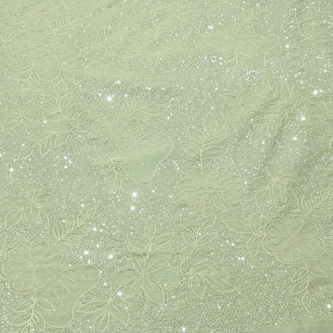 Dyed Viscose Georgette Moti Embroidery Fabric – Designer Pearl Work Fabric | V3566C-4