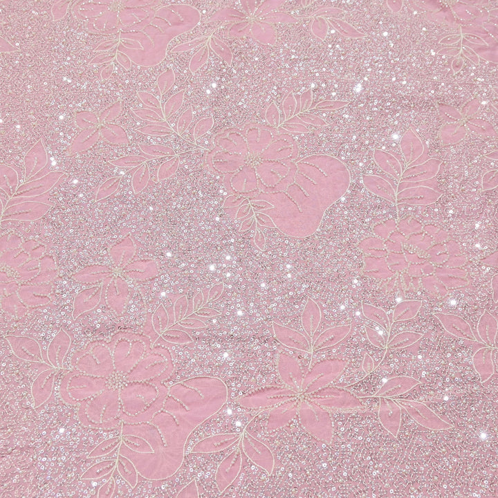 Dyed Viscose Georgette Moti Embroidery Fabric – Designer Pearl Work Fabric | V3566C-5