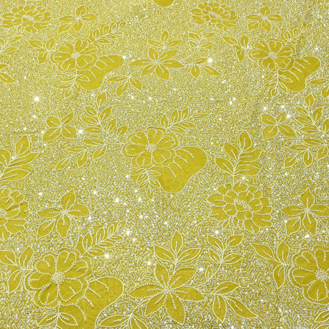 Dyed Viscose Georgette Moti Embroidery Fabric – Designer Pearl Work Fabric | V3566C-6