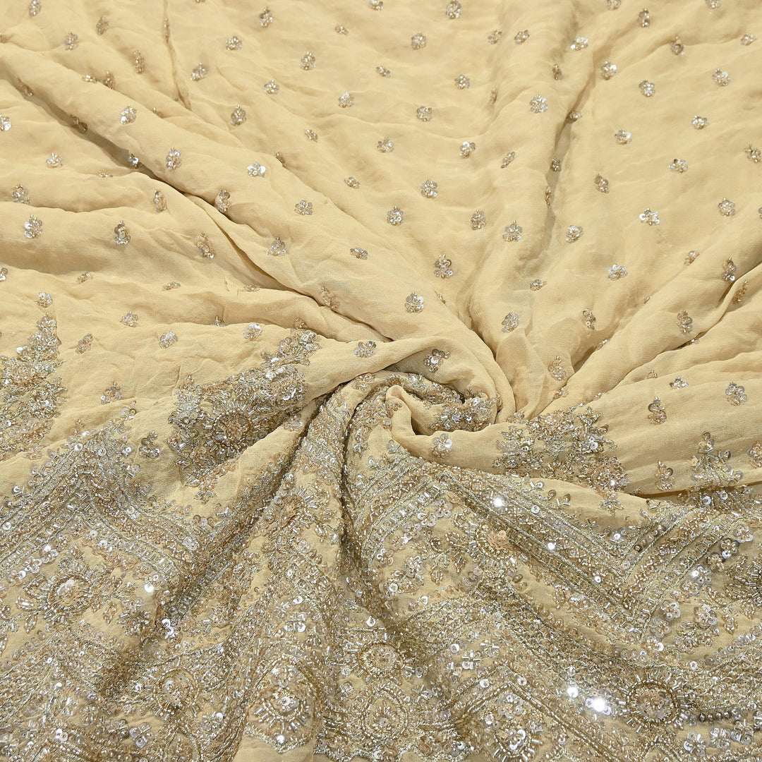 Dyed Viscose Georgette Moti & Sequins Embroidery Fabric 54" – Designer Party Wear Fabric | V2443C