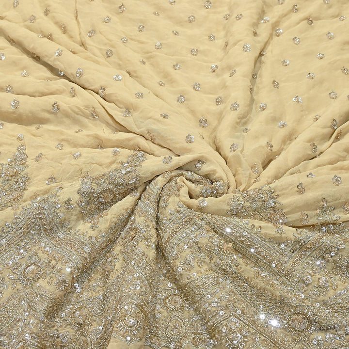 Dyed Viscose Georgette Moti & Sequins Embroidery Fabric 54" – Designer Party Wear Fabric | V2443C