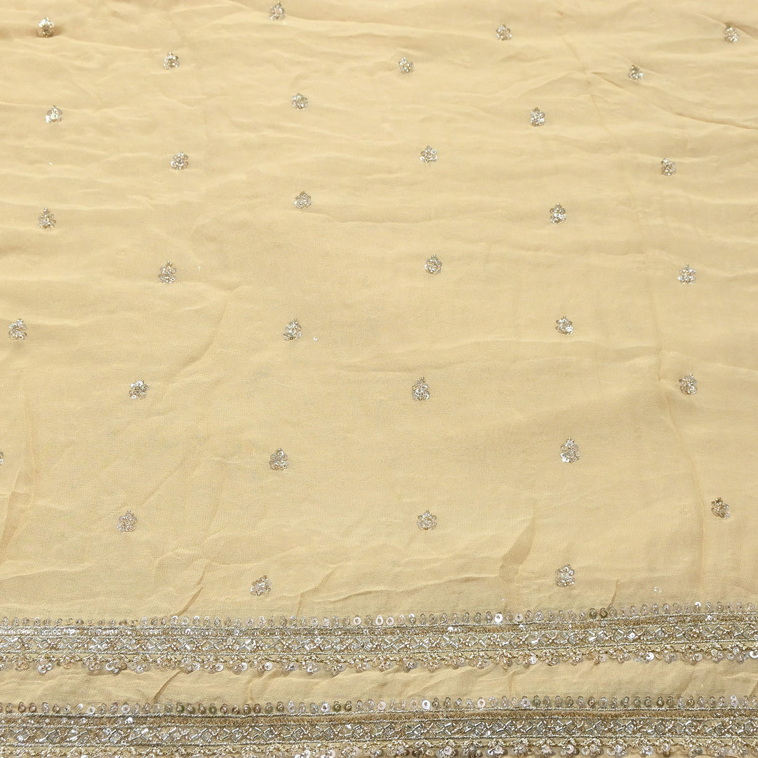 Dyed Viscose Georgette Moti Embroidery Fabric – Designer Pearl Work Fabric |V2444C