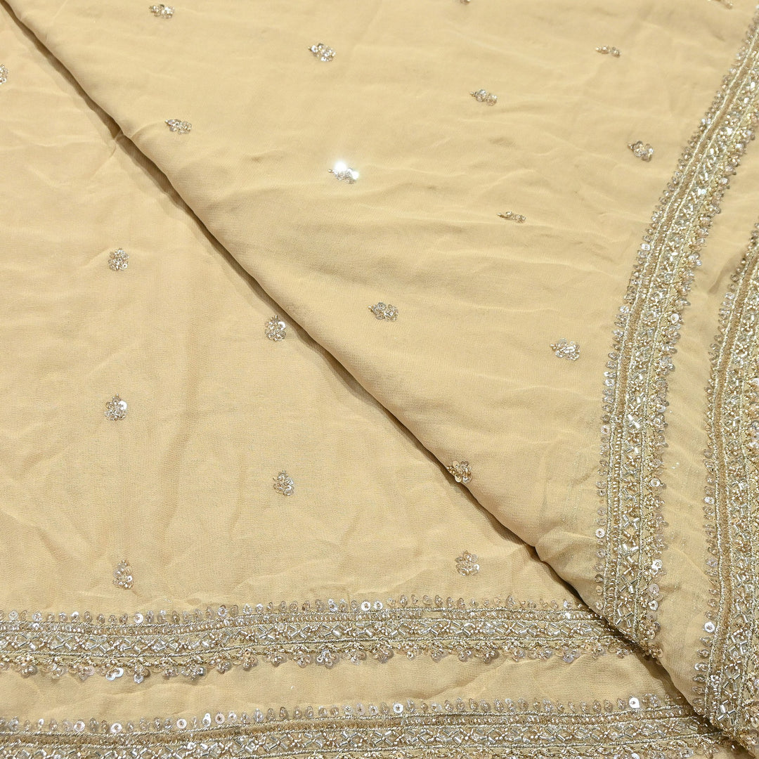 Dyed Viscose Georgette Moti Embroidery Fabric – Designer Pearl Work Fabric |V2444C