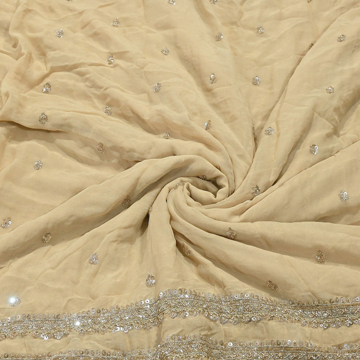 Dyed Viscose Georgette Moti Embroidery Fabric – Designer Pearl Work Fabric |V2444C