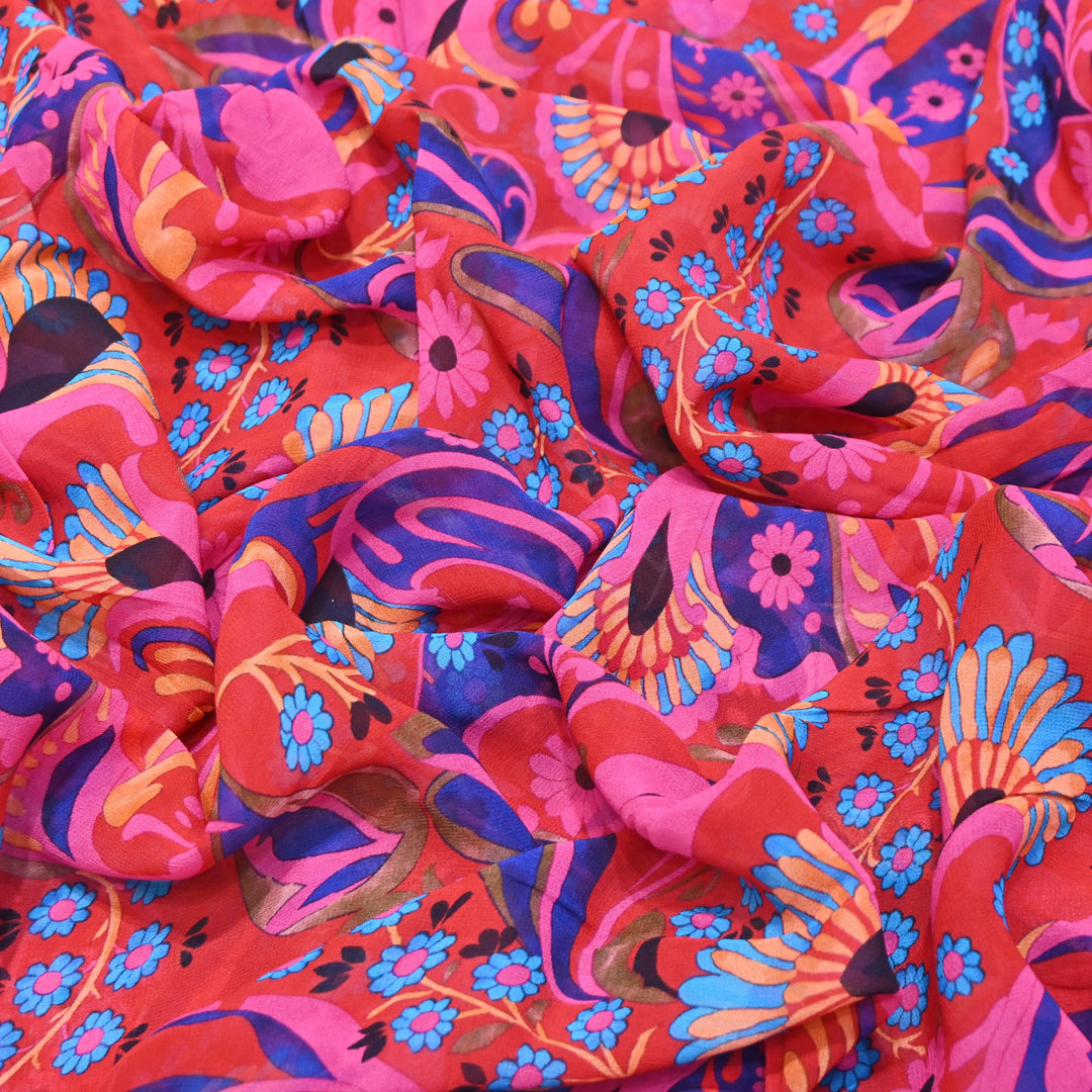 Viscose Georgette Digital Print Fabric | Designer Fabric | 000586-11