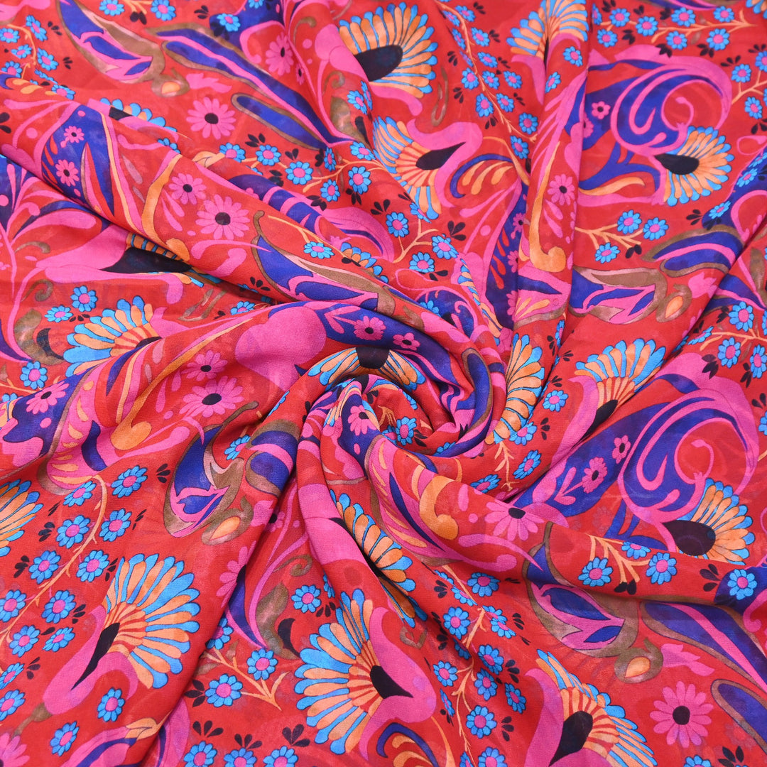 Viscose Georgette Digital Print Fabric | Designer Fabric | 000586-11