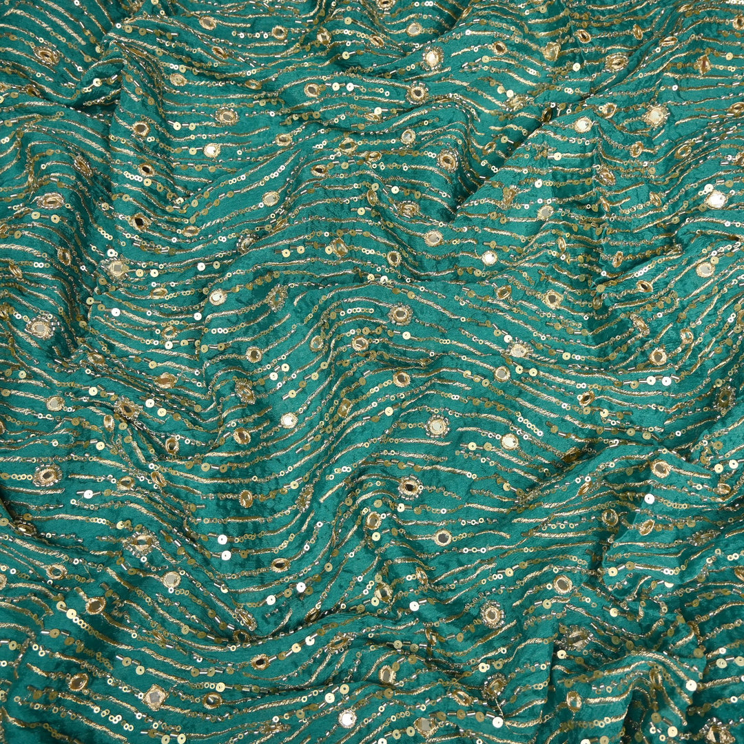 Viscose Chinon Cut Dana & Mirror With Sequins Heavy Embroidery Fabrics