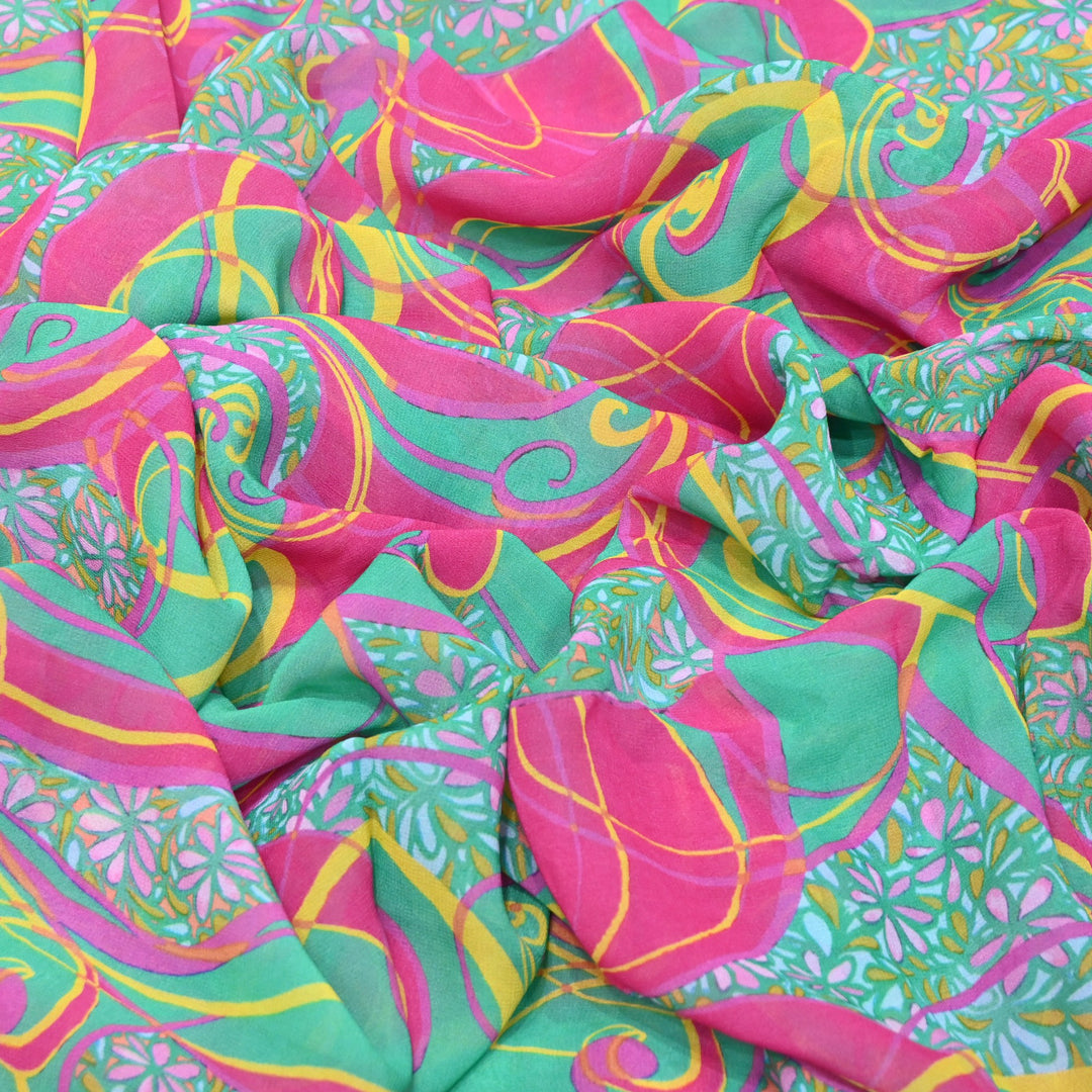 Viscose Georgette Digital Print Fabric | Designer Fabric | 000586-12
