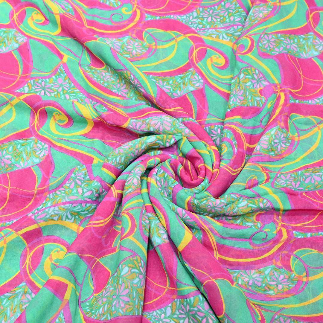 Viscose Georgette Digital Print Fabric | Designer Fabric | 000586-12