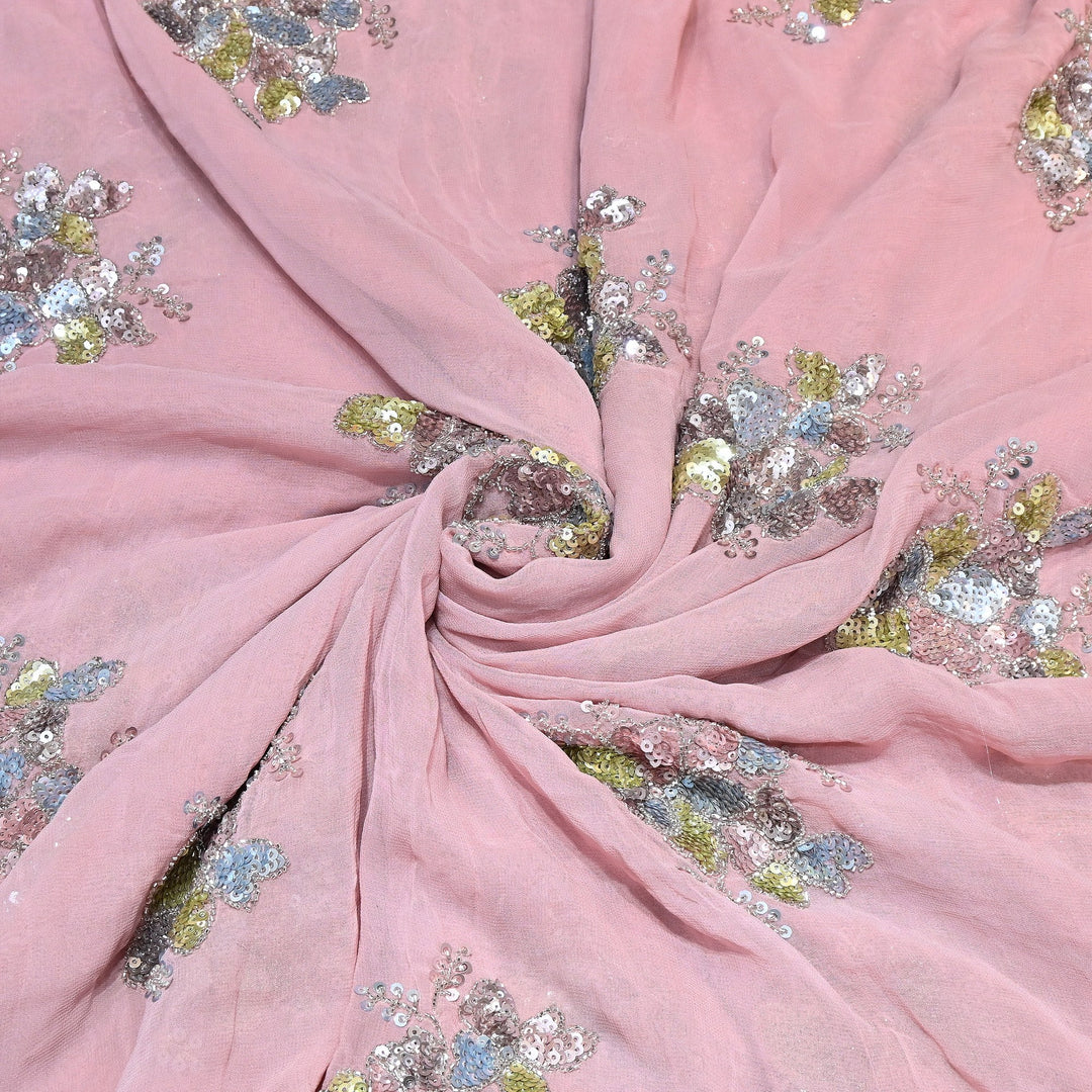 Viscose Georgette Moti & Sequins Embroidery | Designer Fabric | V2758C-01