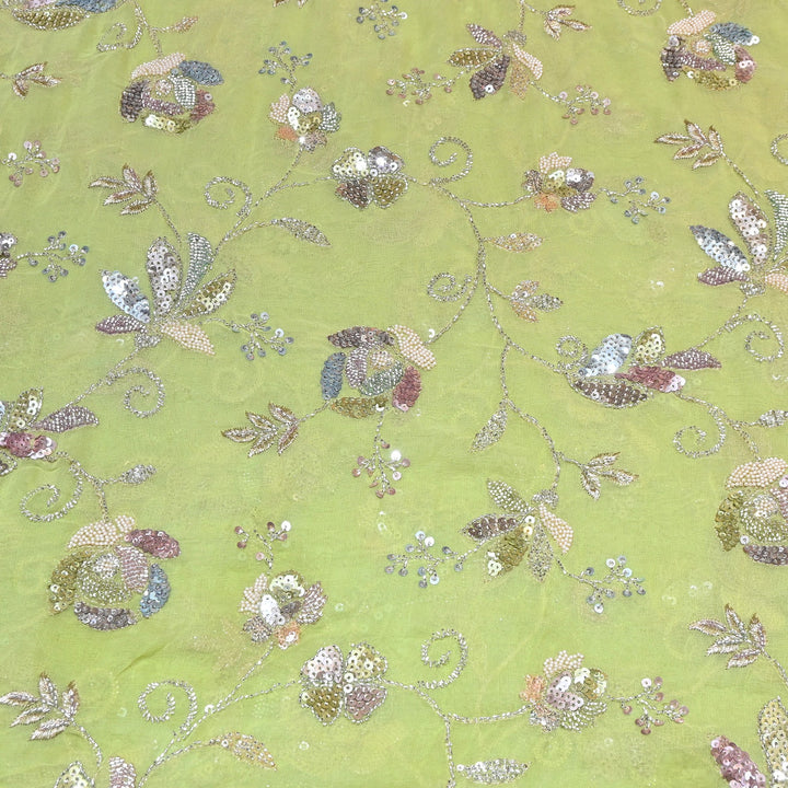 Viscose Georgette Moti & Sequins Embroidery | Designer Fabric | V2758C-02