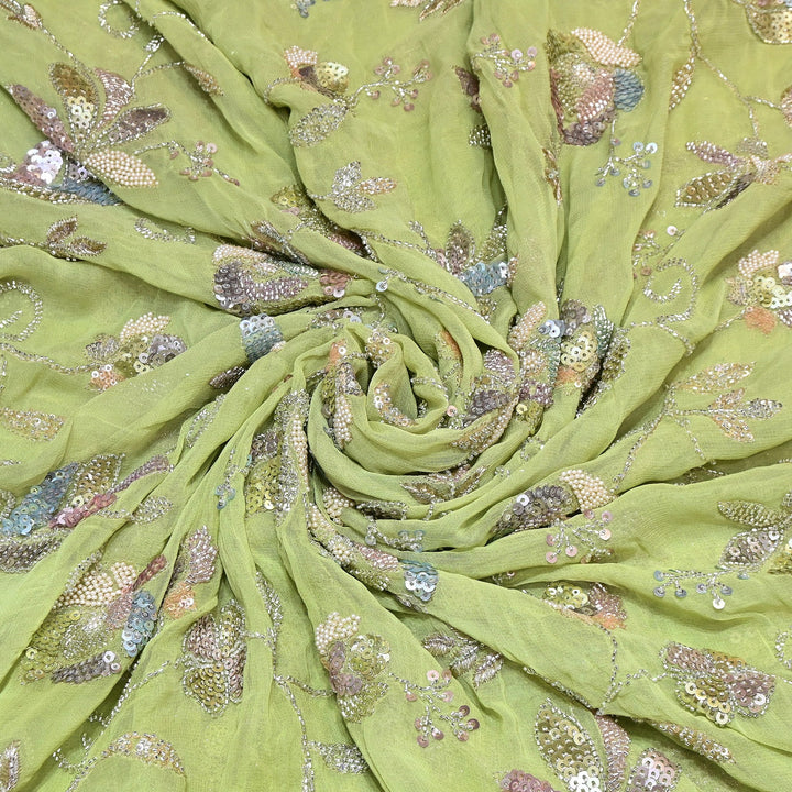Viscose Georgette Moti & Sequins Embroidery | Designer Fabric | V2758C-02