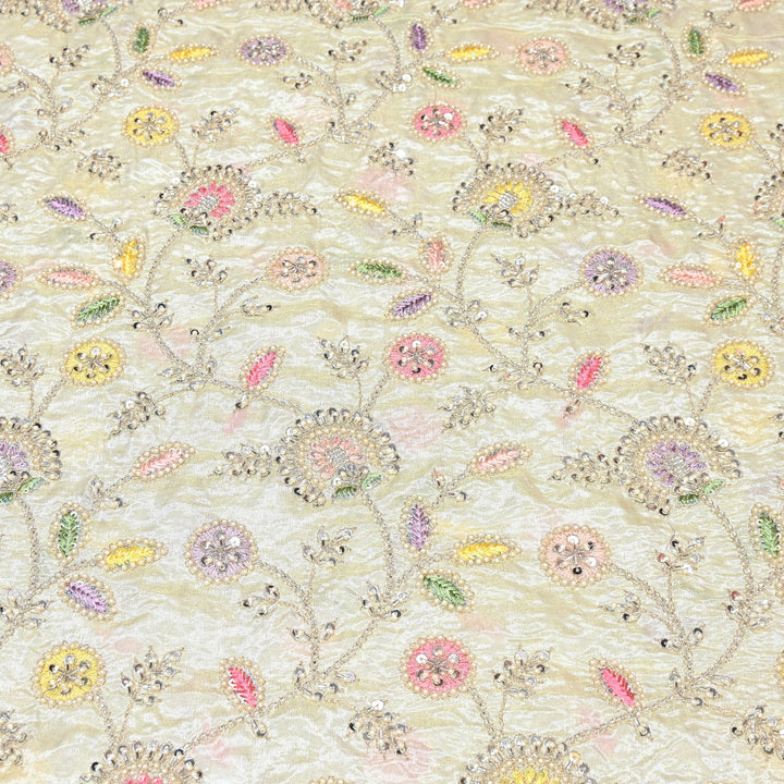 Dyeable Tissue Moti & Sequins Embroidery Fabric – Premium Designer Tissue Fabric V2527C