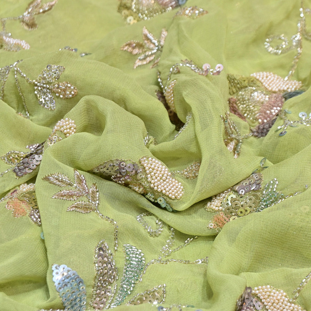 Viscose Georgette Moti & Sequins Embroidery | Designer Fabric | V2758C-02