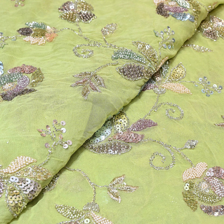 Viscose Georgette Moti & Sequins Embroidery | Designer Fabric | V2758C-02