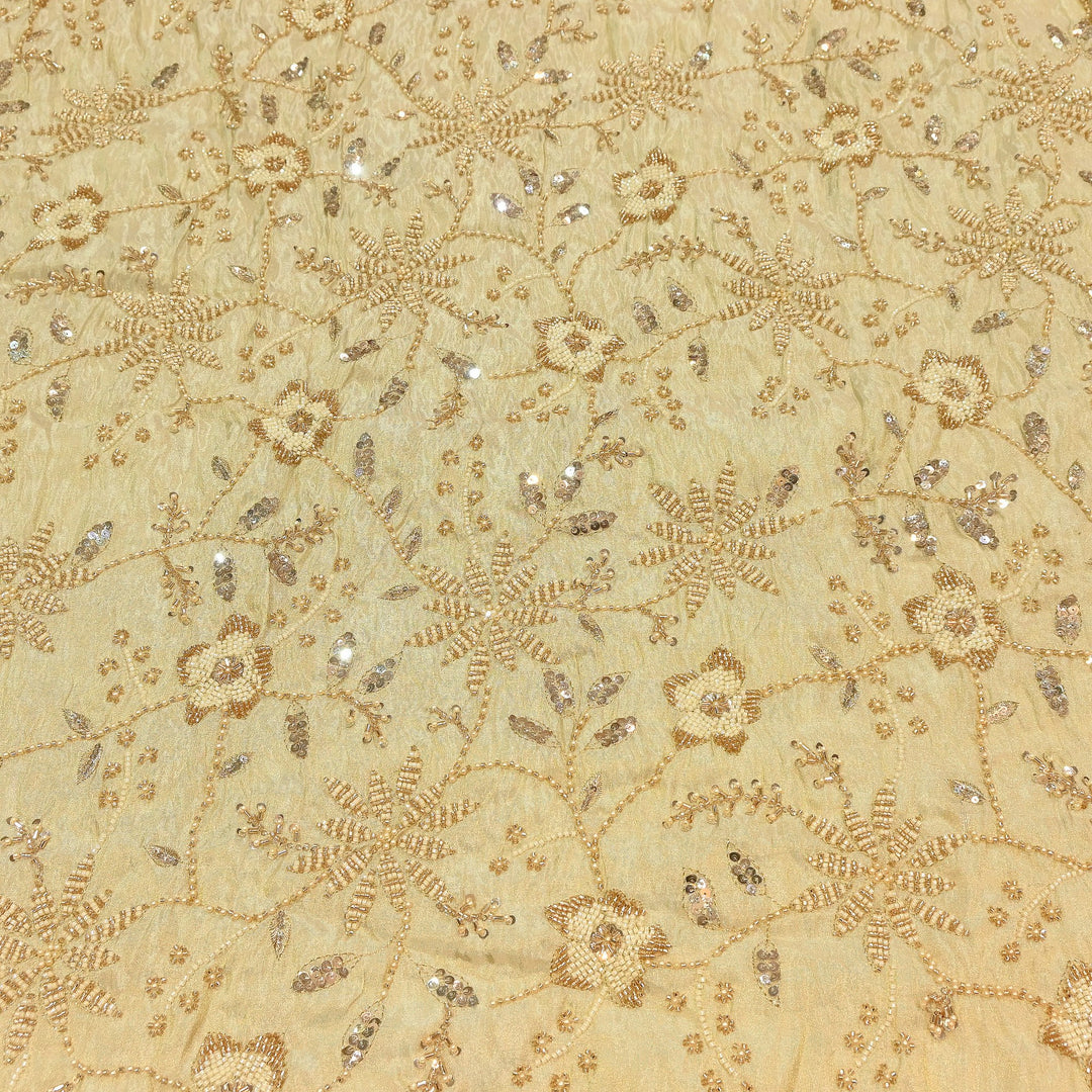 Dyeable Tissue Zari, Moti & Sequins Embroidery Fabric – Premium Designer Occasion Wear Fabric | SH2442
