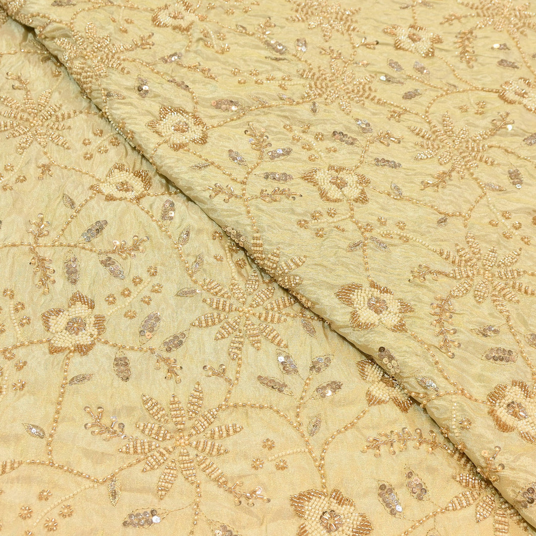 Dyeable Tissue Zari, Moti & Sequins Embroidery Fabric – Premium Designer Occasion Wear Fabric | SH2442