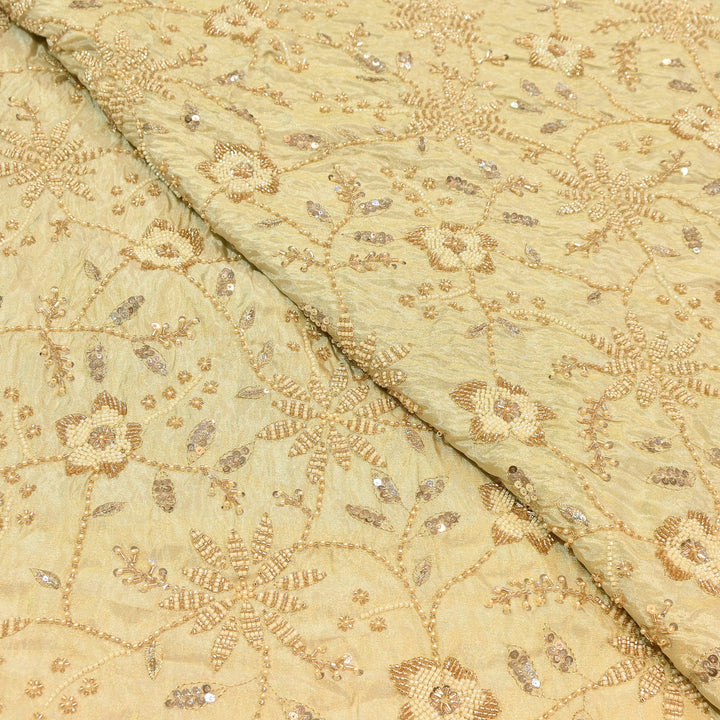 Dyeable Tissue Zari, Moti & Sequins Embroidery Fabric – Premium Designer Occasion Wear Fabric | SH2442