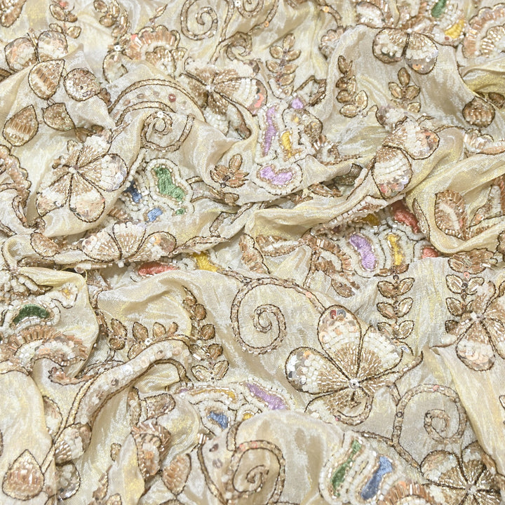 Dyeable Tissue Moti & Sequins Embroidery Fabric – Premium Designer Tissue Fabric V12635C (Copy)