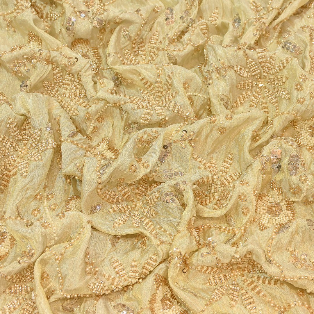 Dyeable Tissue Zari, Moti & Sequins Embroidery Fabric – Premium Designer Occasion Wear Fabric | SH2442