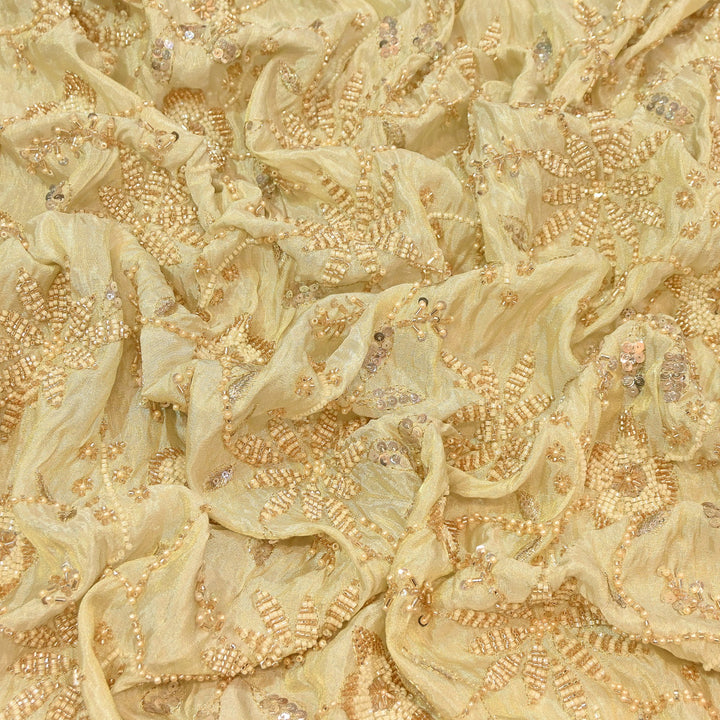 Dyeable Tissue Zari, Moti & Sequins Embroidery Fabric – Premium Designer Occasion Wear Fabric | SH2442