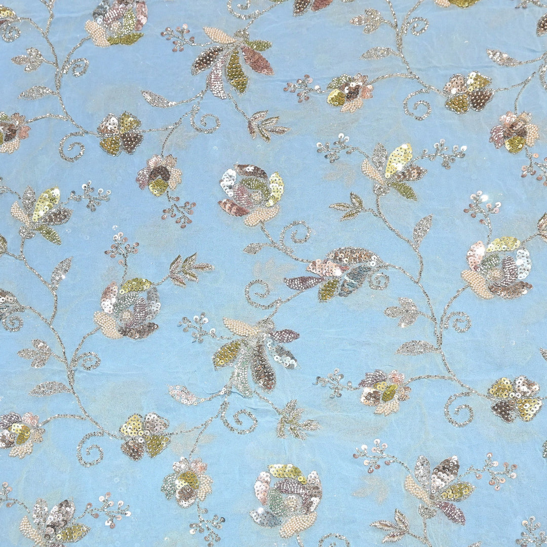 Viscose Georgette Moti & Sequins Embroidery | Designer Fabric | V2759C-01