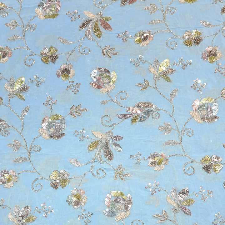 Viscose Georgette Moti & Sequins Embroidery | Designer Fabric | V2759C-01