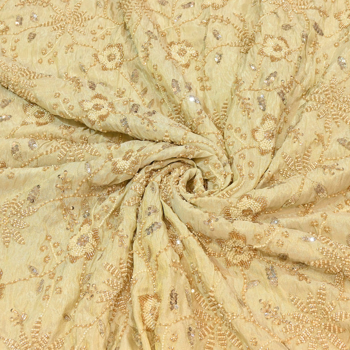 Dyeable Tissue Zari, Moti & Sequins Embroidery Fabric – Premium Designer Occasion Wear Fabric | SH2442