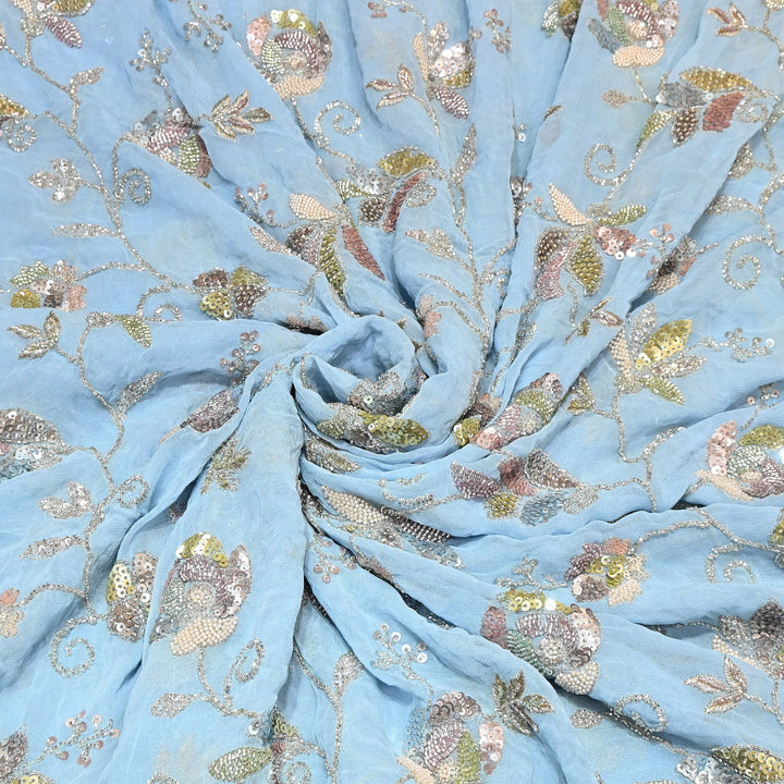 Viscose Georgette Moti & Sequins Embroidery | Designer Fabric | V2759C-01