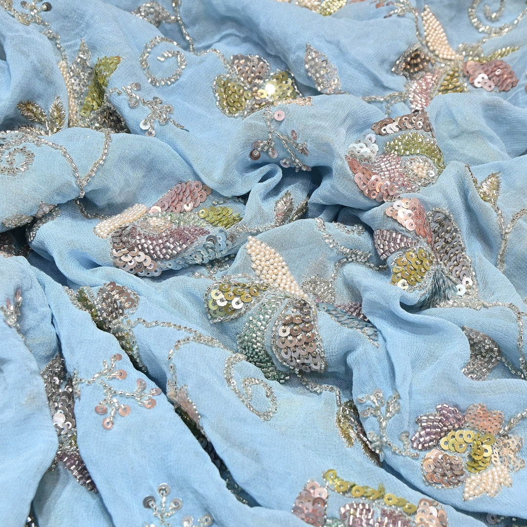 Viscose Georgette Moti & Sequins Embroidery | Designer Fabric | V2759C-01