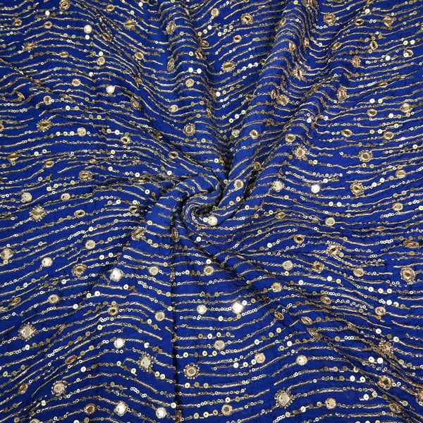 Viscose Chinon Cut Dana & Mirror With Sequins Heavy Embroidery Fabrics