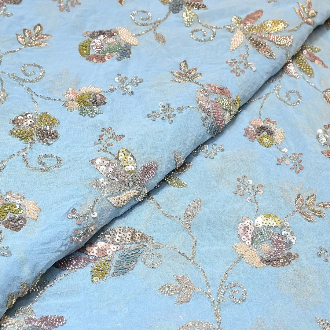 Viscose Georgette Moti & Sequins Embroidery | Designer Fabric | V2759C-01