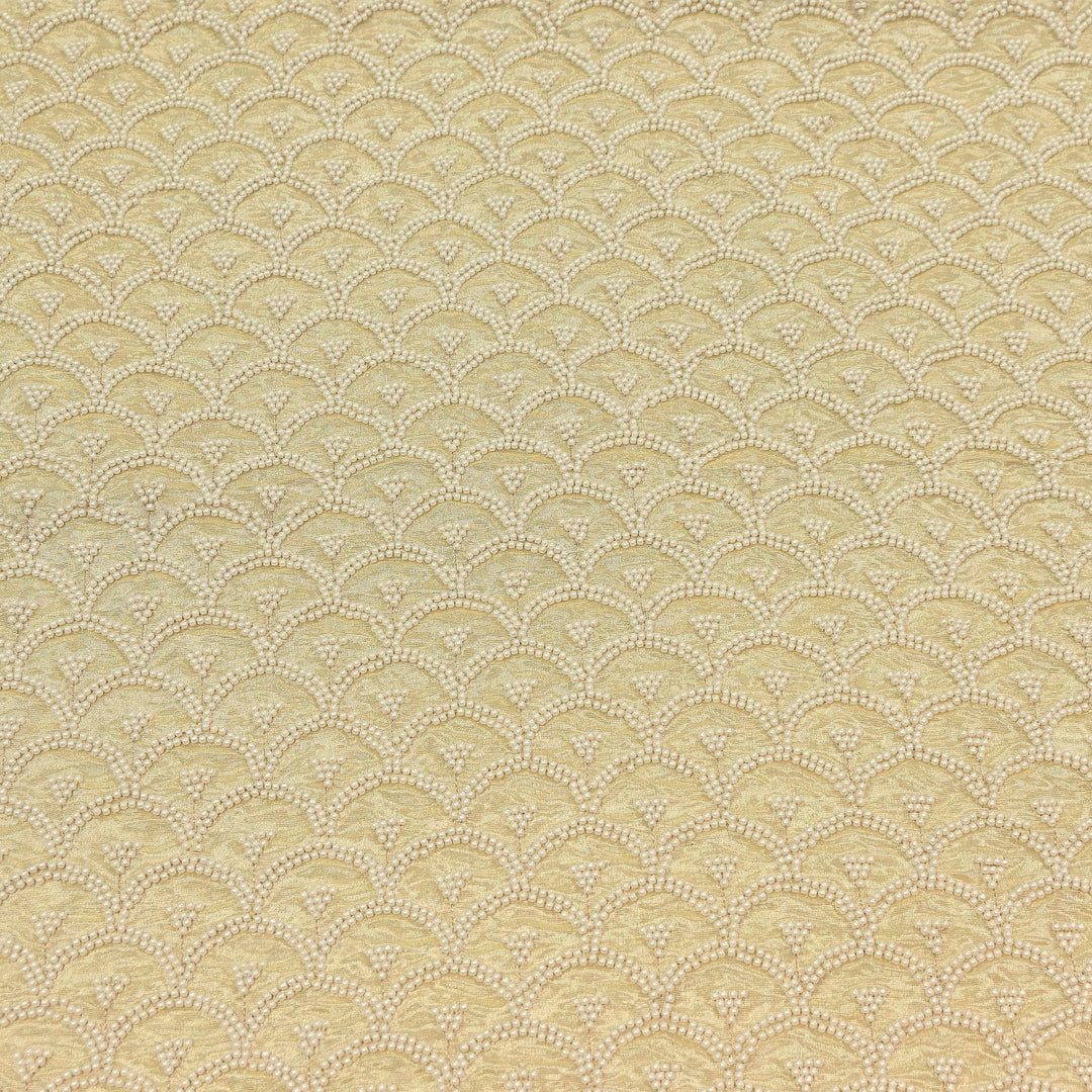Dyeable Tissue Moti Embroidery Fabric – Elegant Designer Pearl Work Fabric |AC9604
