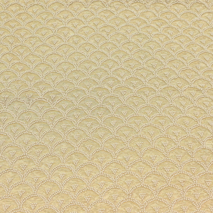 Dyeable Tissue Moti Embroidery Fabric – Elegant Designer Pearl Work Fabric |AC9604