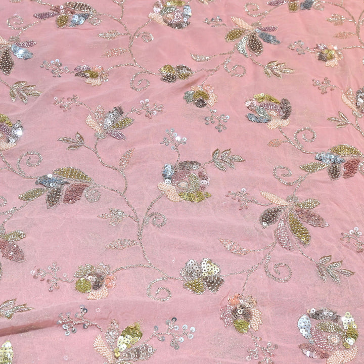 Viscose Georgette Moti & Sequins Embroidery | Designer Fabric | V2759C-02