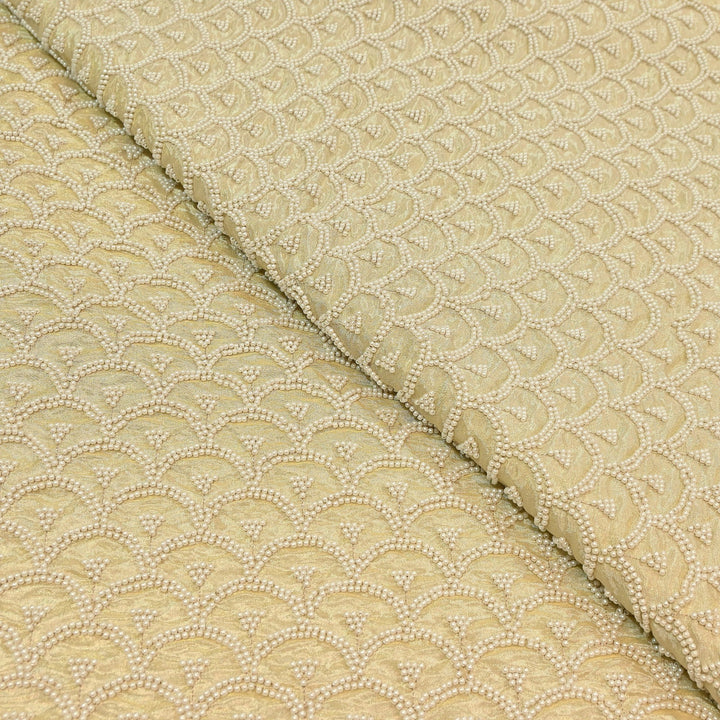 Dyeable Tissue Moti Embroidery Fabric – Elegant Designer Pearl Work Fabric |AC9604