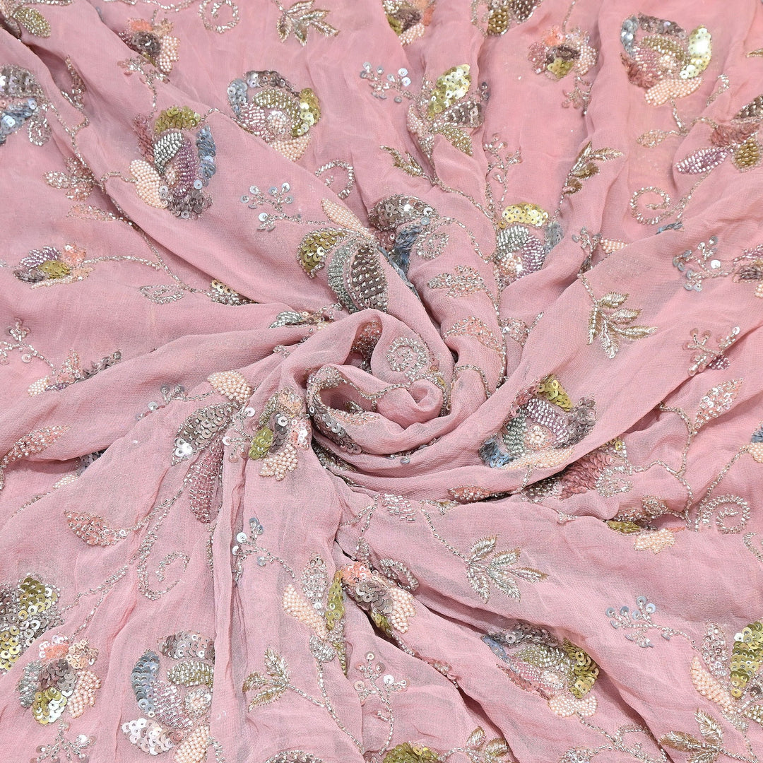 Viscose Georgette Moti & Sequins Embroidery | Designer Fabric | V2759C-02