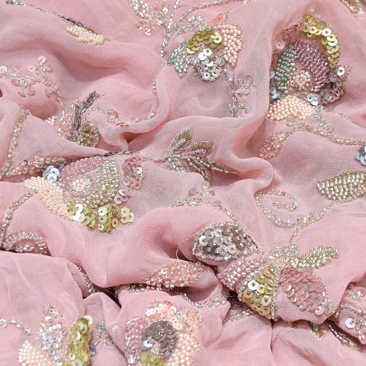 Viscose Georgette Moti & Sequins Embroidery | Designer Fabric | V2759C-02