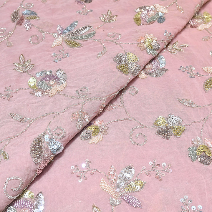 Viscose Georgette Moti & Sequins Embroidery | Designer Fabric | V2759C-02