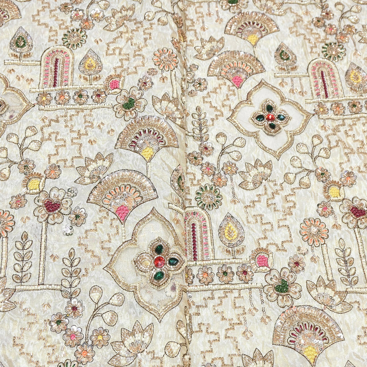 Dyeable Tissue Moti & Sequins Embroidery Fabric – Premium Designer Tissue Fabric V12636C